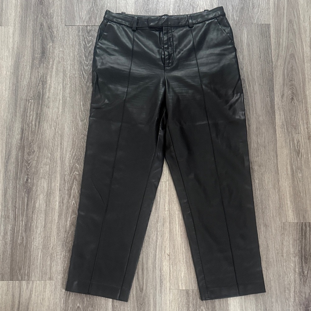 Madewell x Amiee Song Black Faux Leather Pants Size 12 Relaxed Fit High Rise